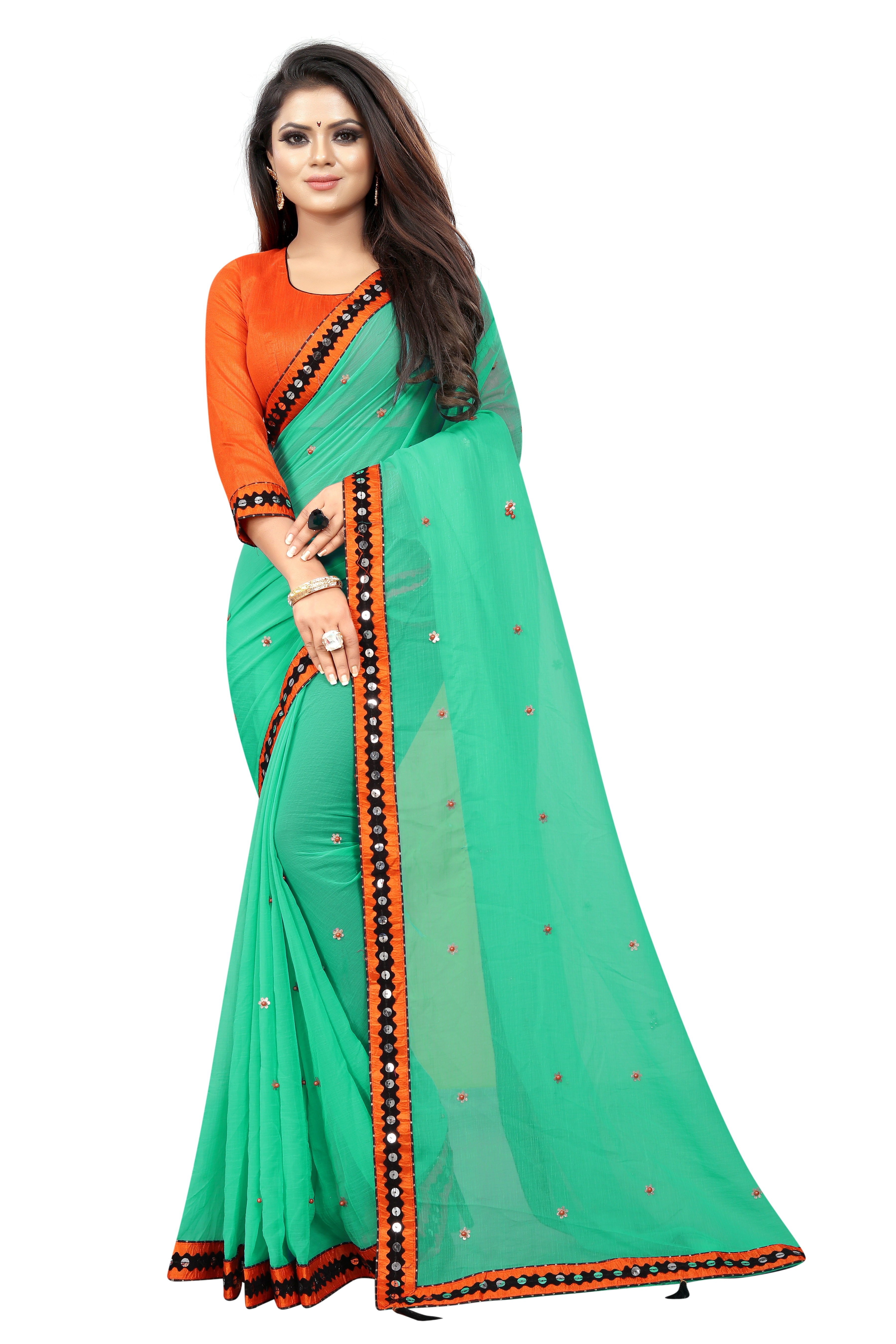 Designer Saree Attech Blouse - Georgette Fabric, Multicolor Embroidered Design With Blouse Piece | Perfect For Daily Wear In All Seasons