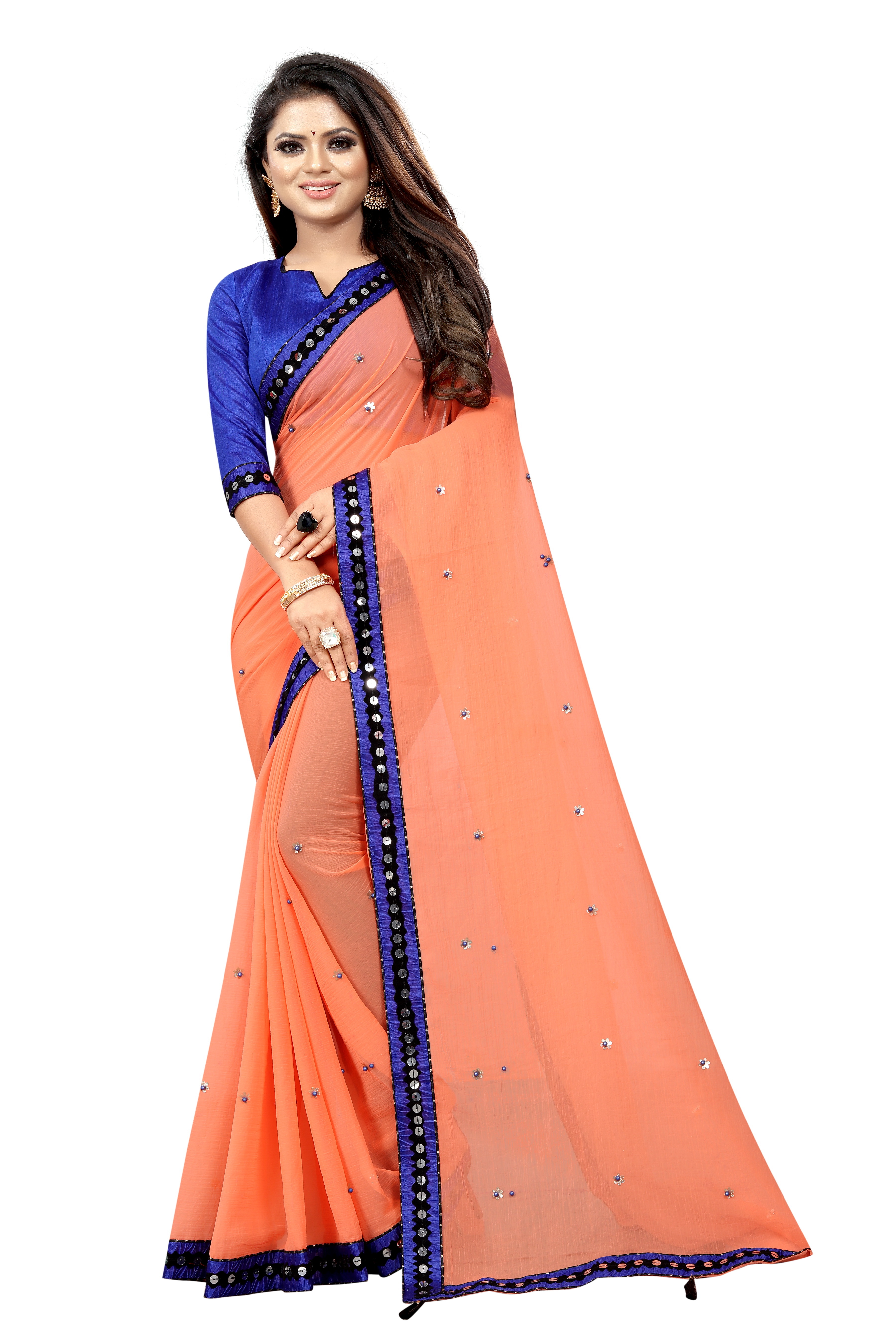 Designer Saree Attech Blouse - Georgette Fabric, Multicolor Embroidered Design With Blouse Piece | Perfect For Daily Wear In All Seasons