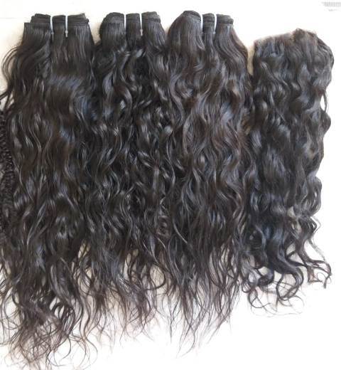 Temple Wavy Best Human Hair Extensions - Color: Natural Color