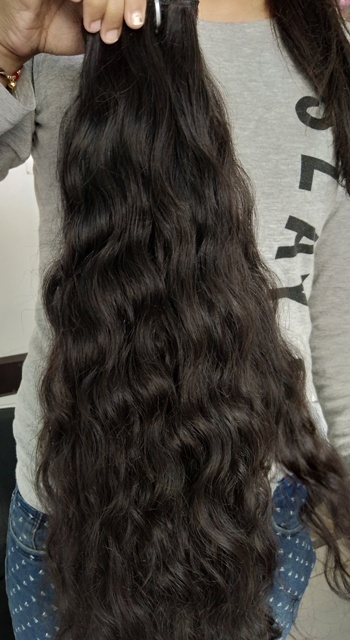 Temple Wavy Best Human Hair Extensions - Color: Natural Color