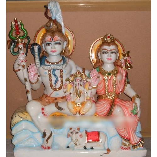 Statue Shiv Parvati Marble Moorti - Height: Approximately 12 Inches Inch (In)