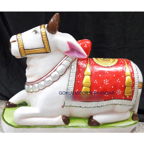 Marble Nandi Statue - Marble, 5 Inch Height | Durable, Eco-Friendly, Fireproof Standard, UV Resistant, Handmade with Polished Finish