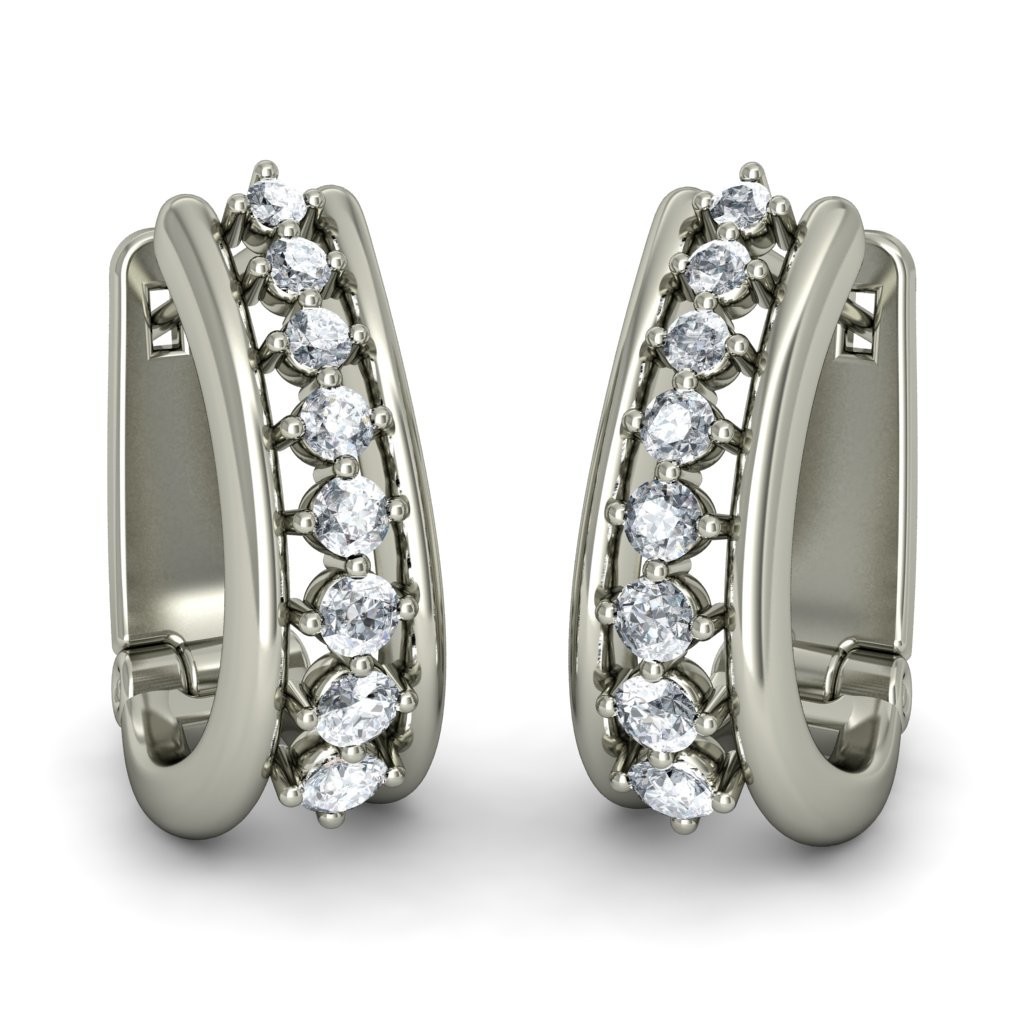 Silver Hoop Huggie Earrings Gender: Women