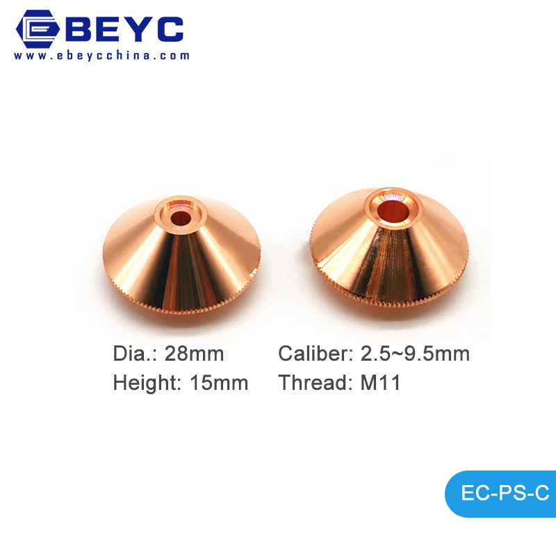 Precitec Ceramic Laser Nozzle - 0.8-6.0mm Caliber, Copper Color With M11 Thread And 28mm Diameter