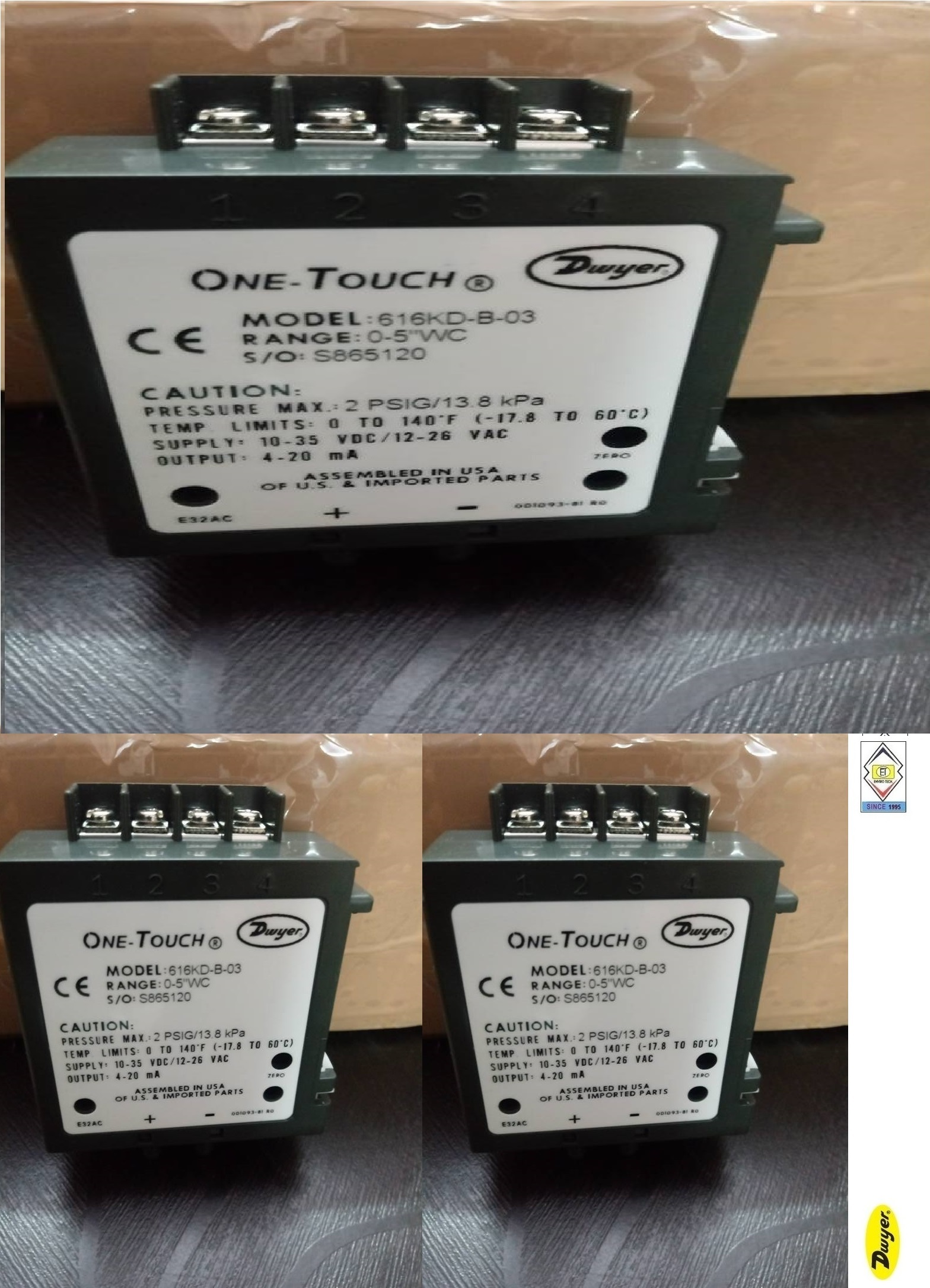 Dwyer 616kd-a-04-v Differential Pressure Transmitter Accuracy: +/- 0.25 %