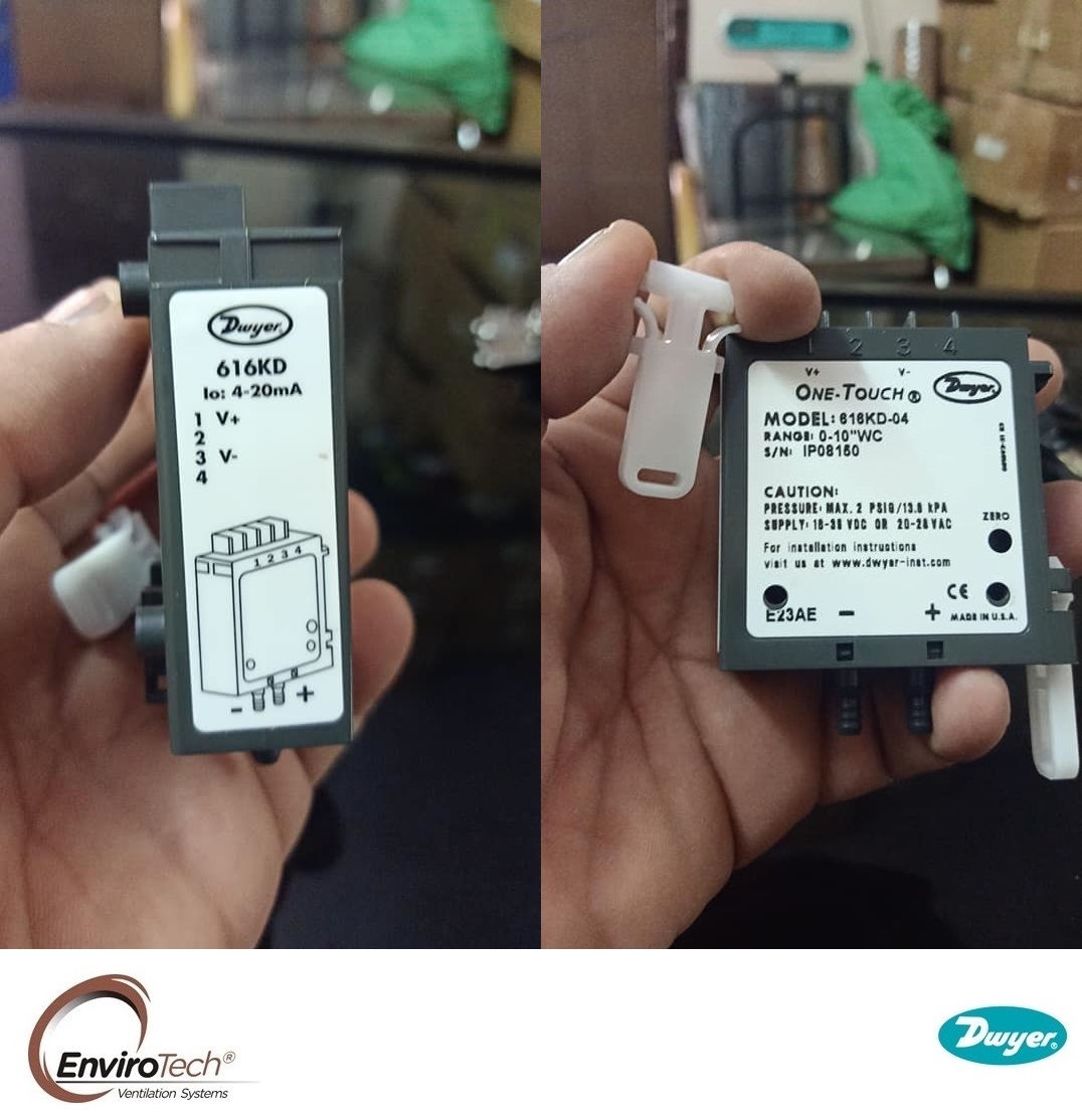 Dwyer 616kd-a-06 Differential Pressure Transmitter - Air, 0-20.00" Wc, +/-0.25% Accuracy, 4-20 Ma Output, Din Rail Mount, Compatible With Non-combustible Gases