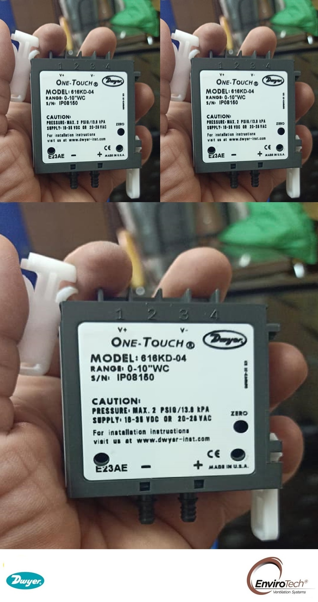 Dwyer 616kd-a-06 Differential Pressure Transmitter - Air, 0-20.00" Wc, +/-0.25% Accuracy, 4-20 Ma Output, Din Rail Mount, Compatible With Non-combustible Gases