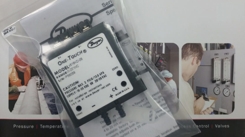 Dwyer 616kd-a-07 Differential Pressure Transmitter - Black Plastic Body, 0-25" W.c. Range, +/- 0.25% Fs Accuracy, 4-20 Ma Output, One-touch Calibration Technology, Compact Design For Oem Applications