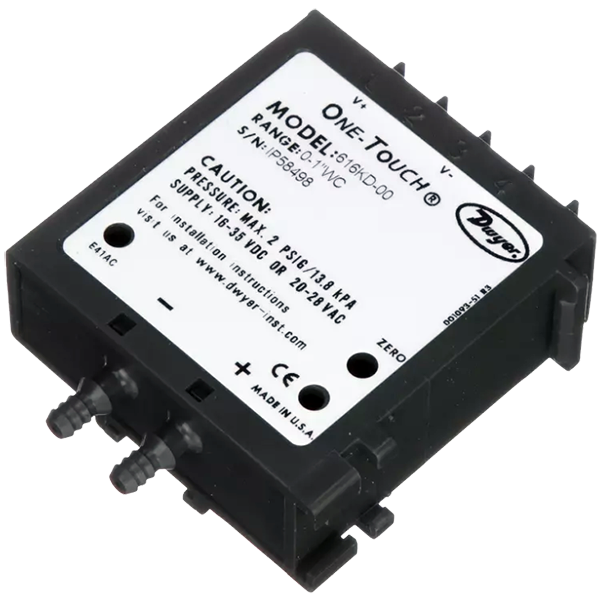 Dwyer 616kd-a-07 Differential Pressure Transmitter - Black Plastic Body, 0-25" W.c. Range, +/- 0.25% Fs Accuracy, 4-20 Ma Output, One-touch Calibration Technology, Compact Design For Oem Applications
