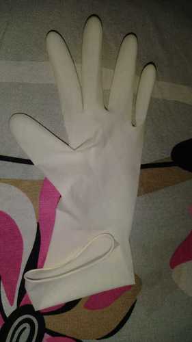 Disposable Surgical Rubber Gloves - Rubber Material, White Color | 100% Waterproof, Sterilized, Tear & Chemical Resistant