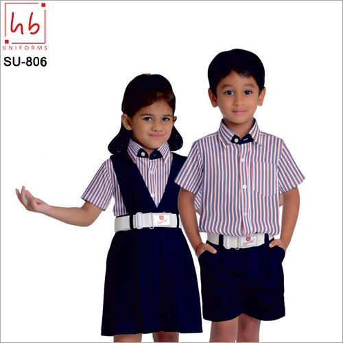 Summer School Uniform - Polyester Material, Multiple Sizes, Blue Color | Regular Fit, Formal Style, Machine Washable, Button Closure