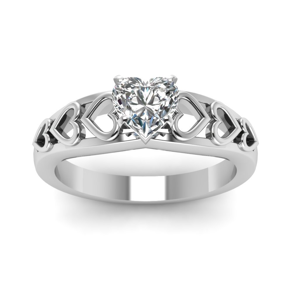 Heart Shape Solitaire Silver Ring Gender: Women