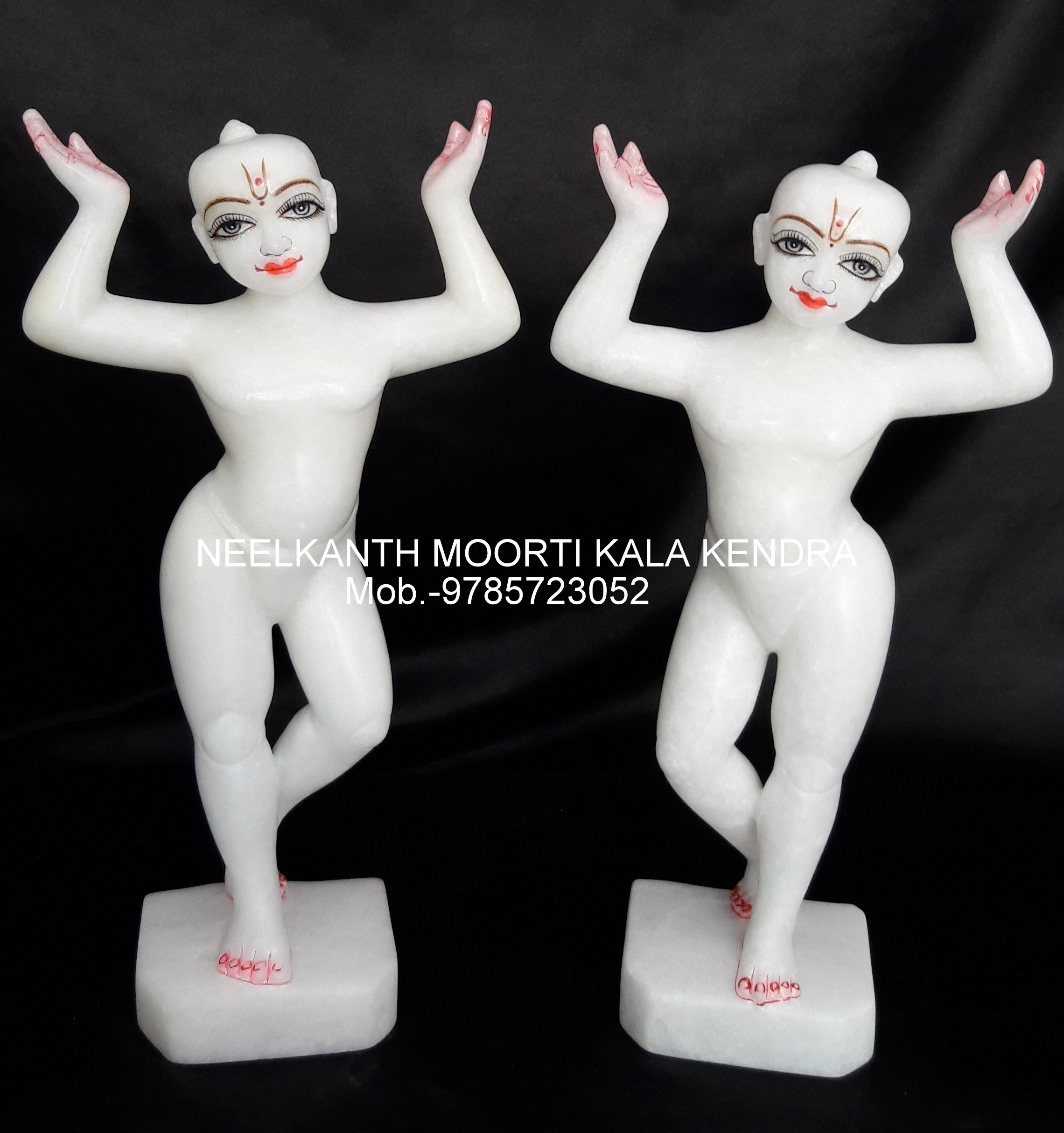 Marble Chaitanya Mahaprabhu Statue - Handcrafted Marble, 18 Inches Tall, Intricate Detailing, Spiritual Decor Piece