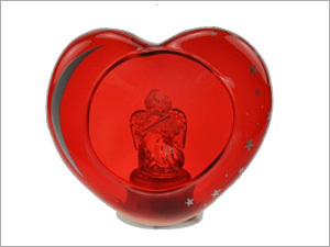 एलईडी लाइट के साथ ग्लास हार्ट