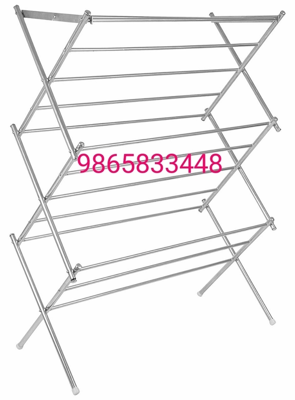 Silver Ss Cloth Drying Foldable Stand