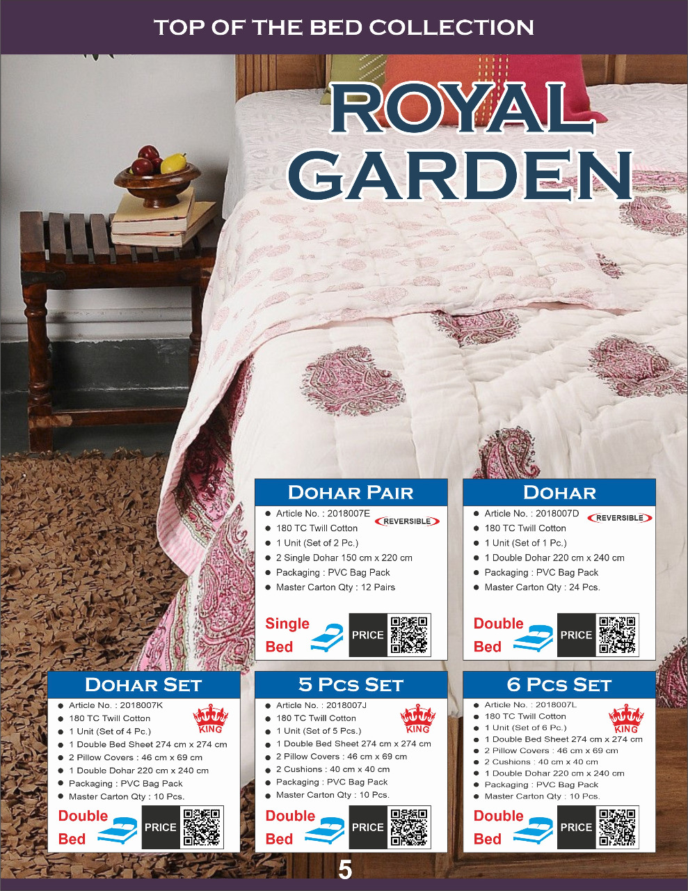 Breathable Royal Garden Bedsheet (Set Of 6cs)