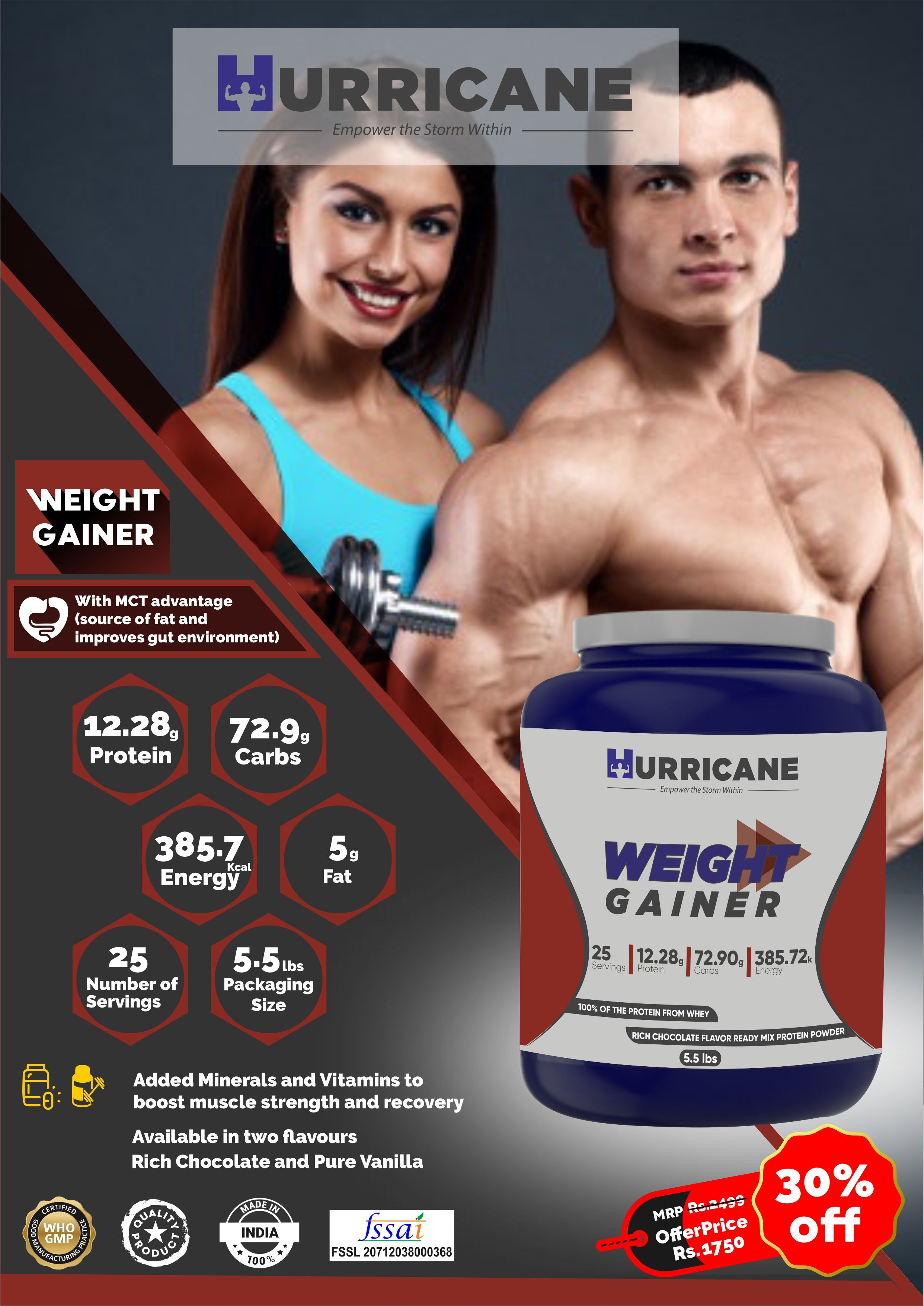 Hurricane Weight Gainer - Chocolate Flavour Efficacy: Promote Nutrition