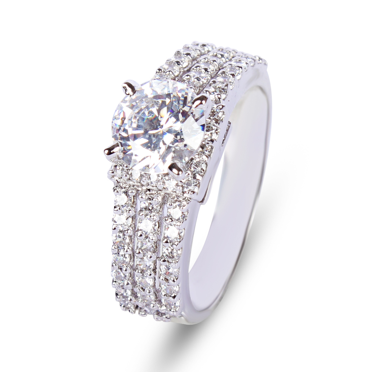 Cocktail Silver Rings - 92.5 Sterling Silver With Cubic Zirconia, Eternity Band Design - High Polish Nickel Free Rhodium Plating, Perfect For Gifts And Parties