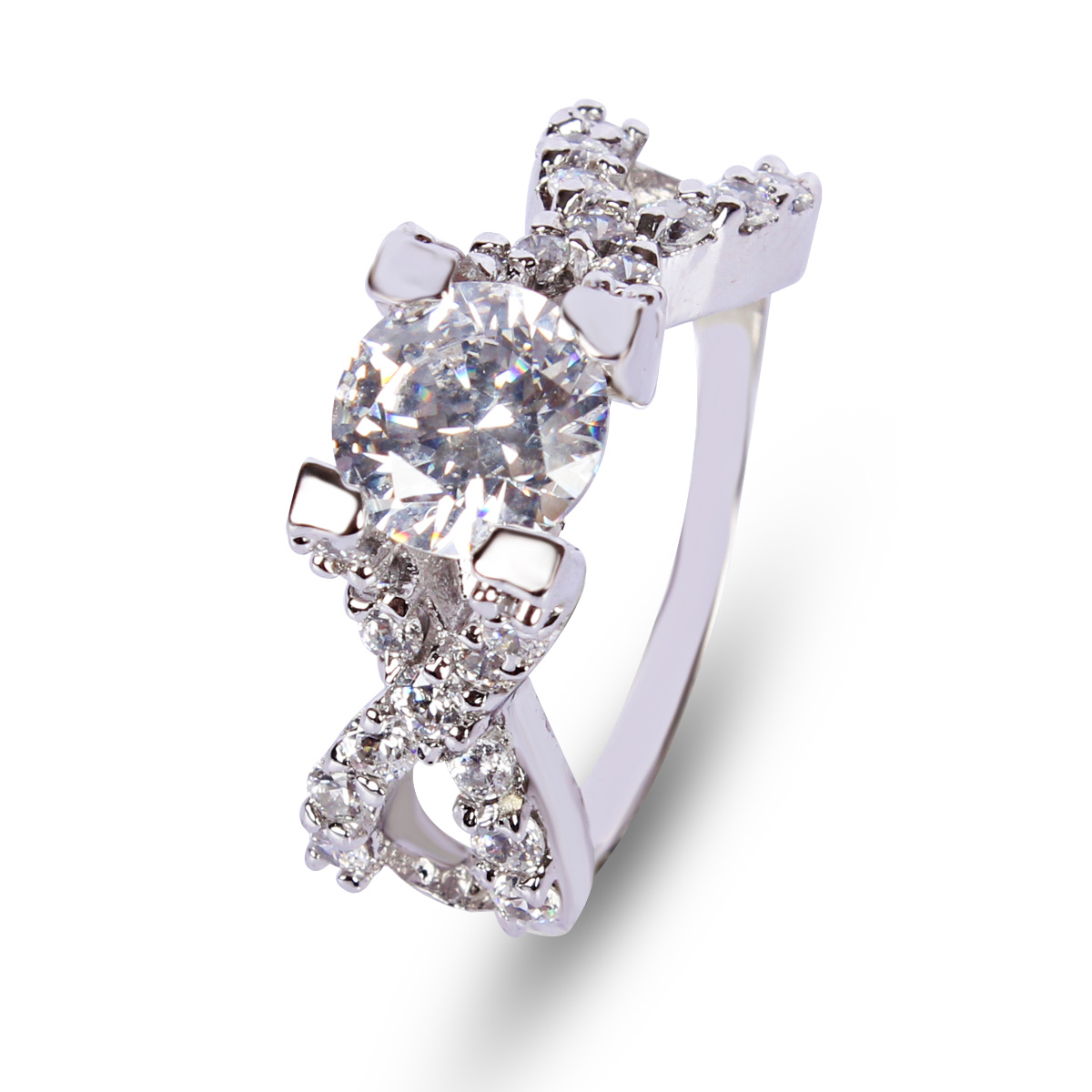 Cocktail Silver Rings - 92.5 Sterling Silver With Cubic Zirconia, Eternity Band Design - High Polish Nickel Free Rhodium Plating, Perfect For Gifts And Parties