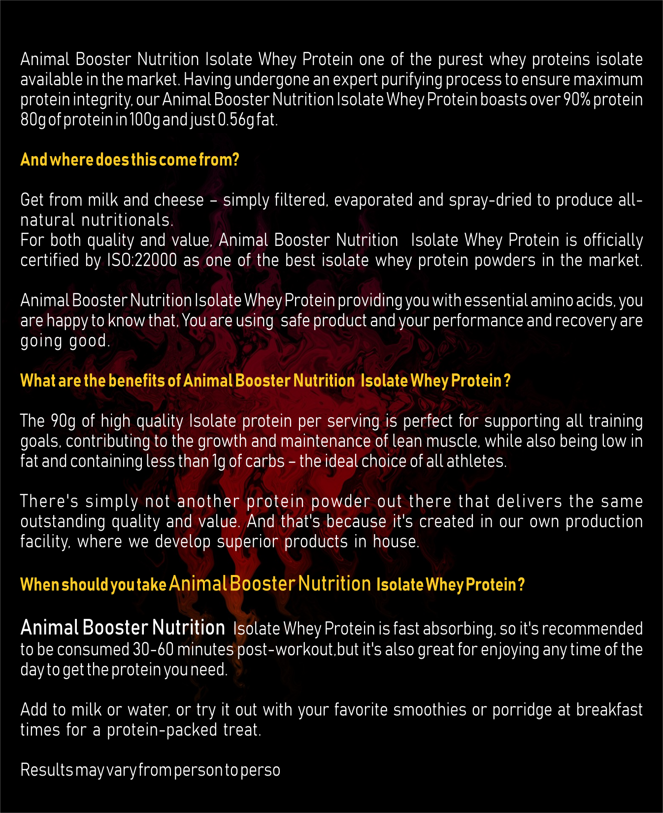 Serious Whey Isolate Dosage Form: Powder