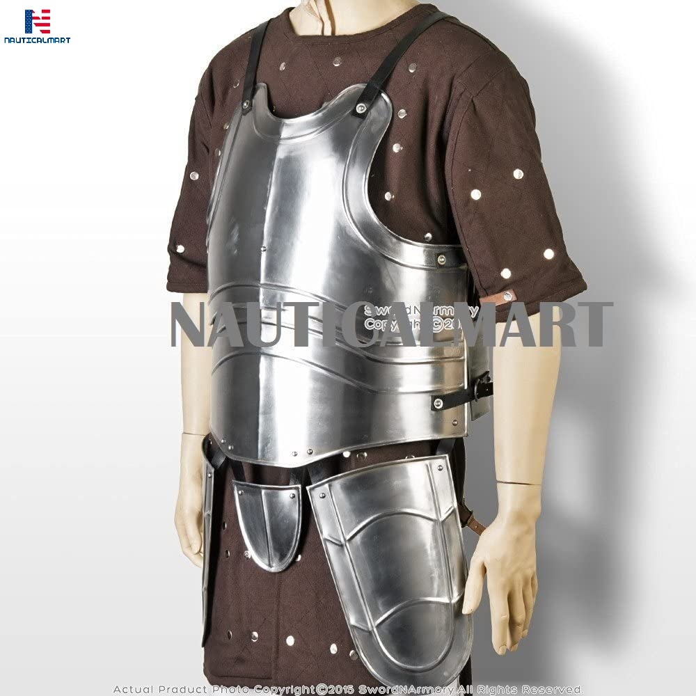 Steel Nauticalmart Medium Size Medieval Breast Plate Body Armor 18g Tassets Fluted Cuirass Larp