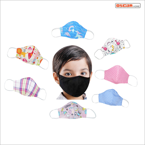 Kids Face Mask - Cotton Material, 17.5 x 13 cm Size, Multicolor, ISO, WHO & CE Certified, Reusable, 3 Layers, Standard Pattern