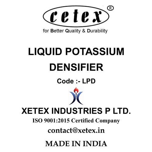 डीप लिक्विड पोटेशियम डेंसिफ़ायर अनुप्रयोग: डीएलपीडी विभिन्न प्रकार की सीमेंटेटियस सतहों को सख्त करता है। यह मुक्त कैल्शियम हाइड्रॉक्साइड के साथ प्रवेश करता है और प्रतिक्रिया करके उप-उत्पाद बनाता है