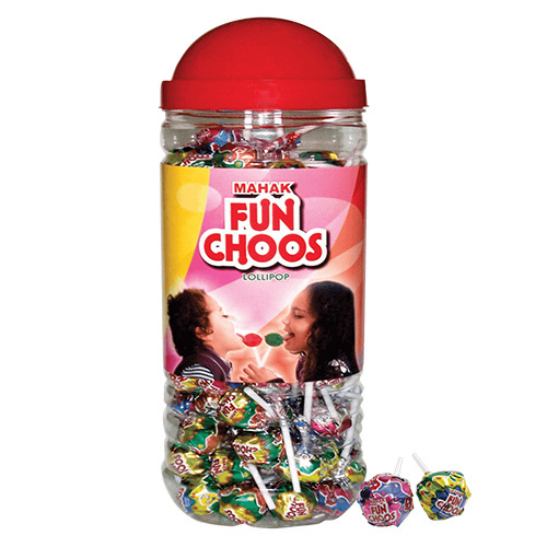 Mahak Kandiez - Funchoos Lollipop (105 Pcs) - Solid Form, Tangy Fruit Flavours with Fruity Pulp, Sturdy Stick for Easy Handling