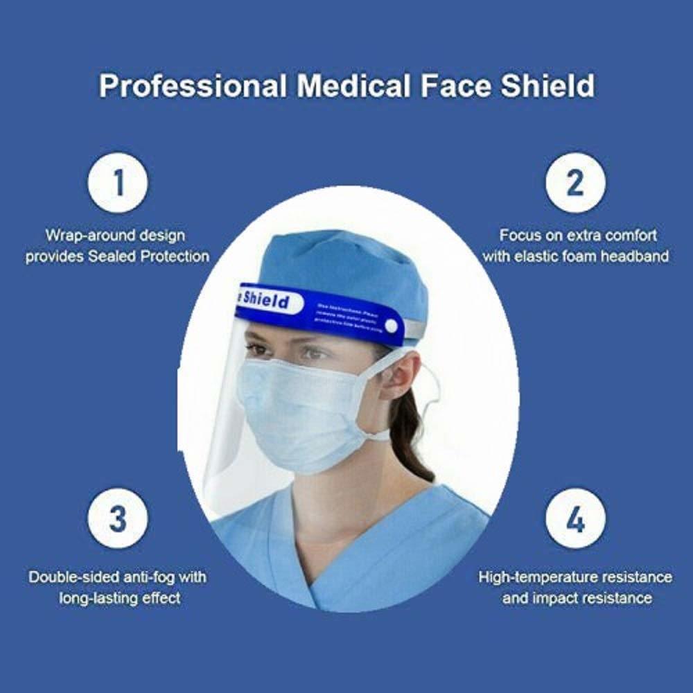 Protective Face Shield With Elastic Strap Facial Transparent Cover 300 Micron