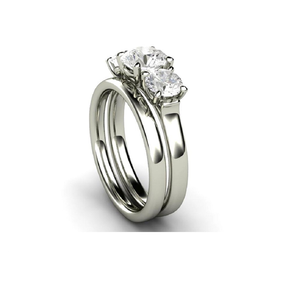 Sterling Silver 92.5 Three Stone Purity Ring - High Polish, Cubic Zirconia & Swarovski Zirconia, Ideal For Gifts Or Parties, All Us Sizes Available