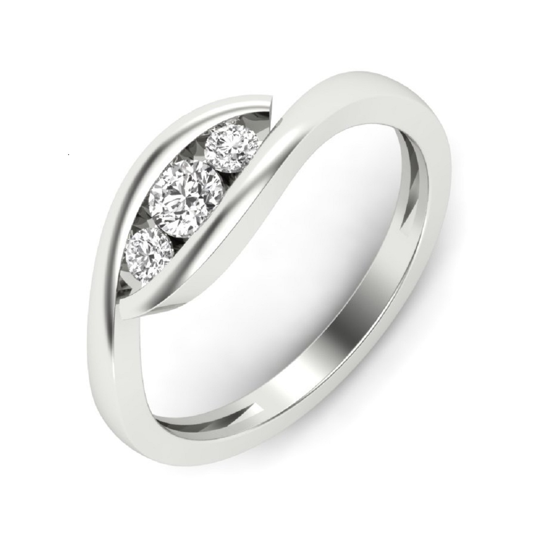 Sterling Silver 92.5 Three Stone Purity Ring - High Polish, Cubic Zirconia & Swarovski Zirconia, Ideal For Gifts Or Parties, All Us Sizes Available