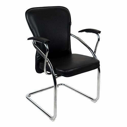 Reception Chair - Stainless Steel Frame, 30x18 Inches, Black Leatherette Finish | Durable, Easy To Clean, Rust Proof, Stable Design