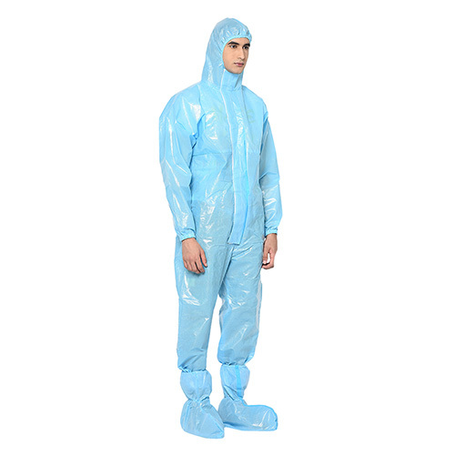 Blue Disposable Coverall - 90 Gsm Non Woven Pp + Pe Lamination, Universal Fit, Raglan Sleeves, Blood Penetration Tested For Medical Use