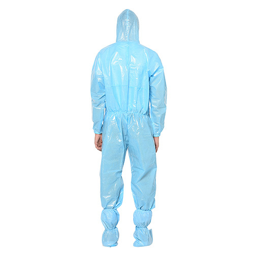 Blue Disposable Coverall - 90 Gsm Non Woven Pp + Pe Lamination, Universal Fit, Raglan Sleeves, Blood Penetration Tested For Medical Use