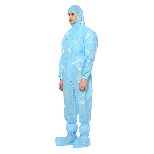 Blue Disposable Coverall - 90 Gsm Non Woven Pp + Pe Lamination, Universal Fit, Raglan Sleeves, Blood Penetration Tested For Medical Use
