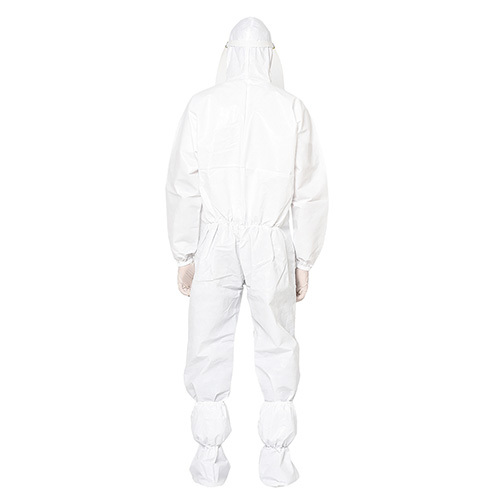 White Disposable Coverall With Face Shield And Goggles