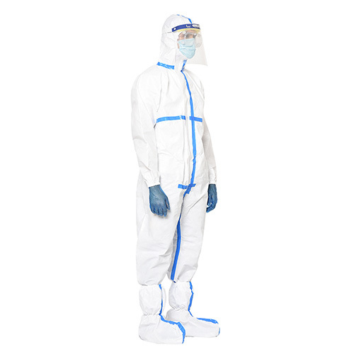 White Disposable Coverall With Tape (Face Shield And Goggles)