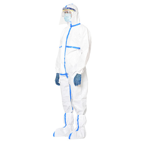 White Disposable Coverall With Tape (Face Shield And Goggles)