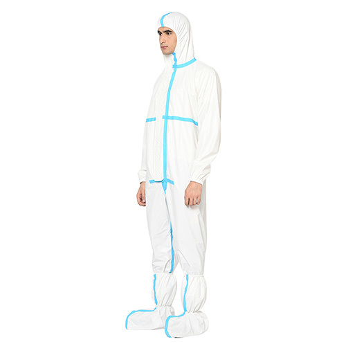 White Reusable Coverall With Tape