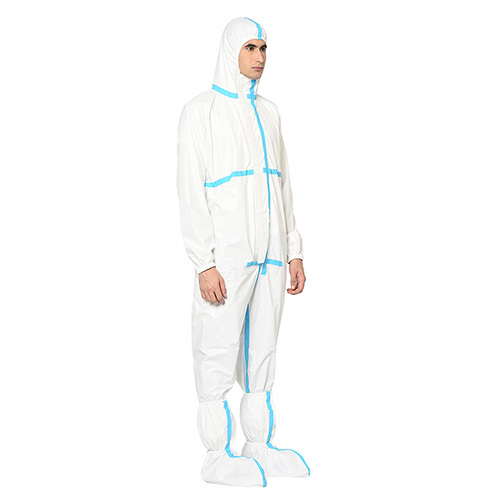 White Reusable Coverall With Tape