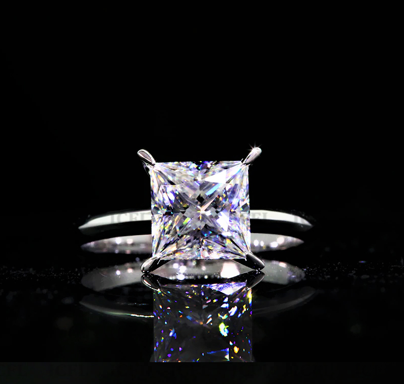 7mm Princess Simulated Diamond Solitaire Engagement 925 Sterling Silver Ring Gender: Women