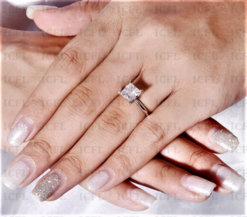 7mm Princess Simulated Diamond Solitaire Engagement 925 Sterling Silver Ring Gender: Women