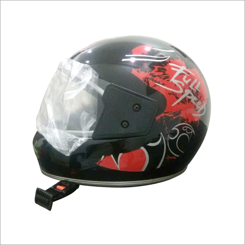 Mens Printed Full Face Helmet - ABS & PP Material, Black Color | Breathable Padding, Neck Protector, Odor Resistant, Scratch & UV Resistant Visor