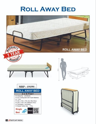 Heavy Duty Black Twin Rollaway Bed With Foam Mattress And Wheels