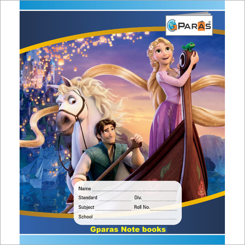 Customized Printed School Notebook - Assorted Paper Range, Lightweight and Tear Resistant, Rectangular Shape with Princess Cartoon Graphics