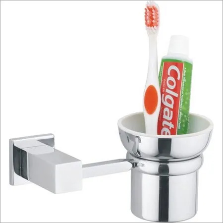 Tumbler Holder - Brass Material, Chrome Plated Finish | Elegant Mounted Design For Bathroom Accessories