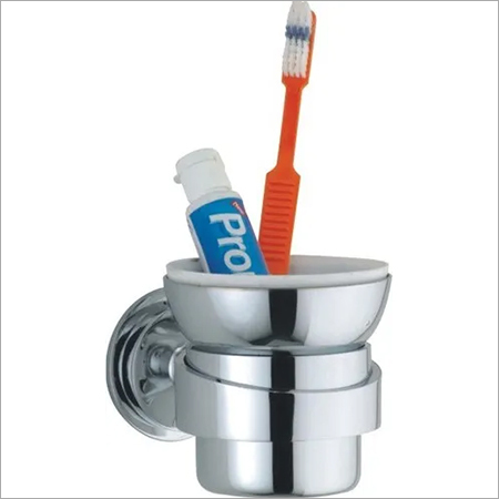 Tumbler Holder - Brass Material, Chrome Plated Finish | Elegant Mounted Design For Bathroom Accessories