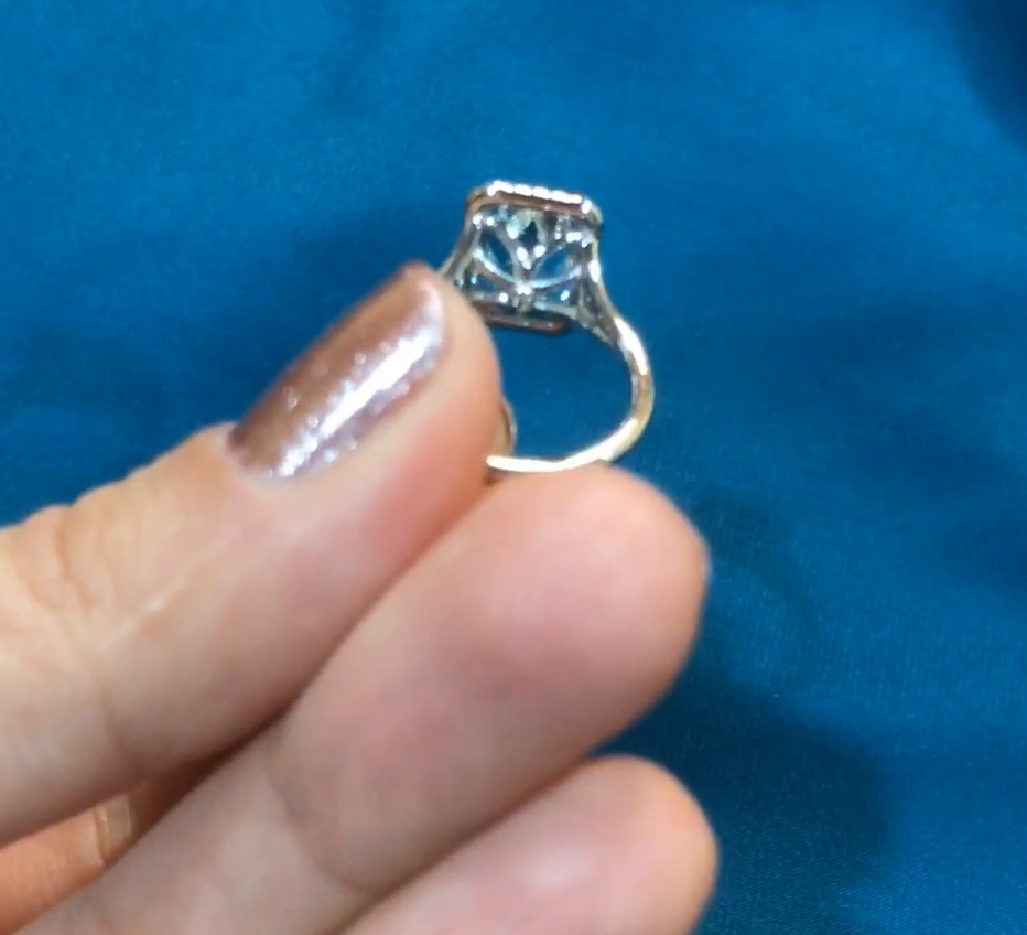 Emerald Cut Aquamarine Halo Engagement Ring 925 Sterling Silver Ring Gender: Women