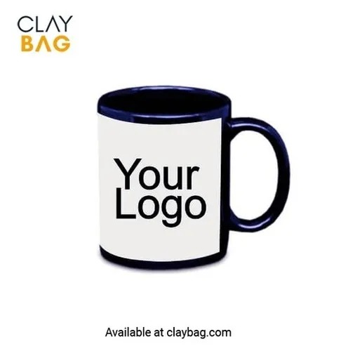 Ceramic Patch Mug - 11 oz | C-shaped Handle, Black Color, Boxed Packaging