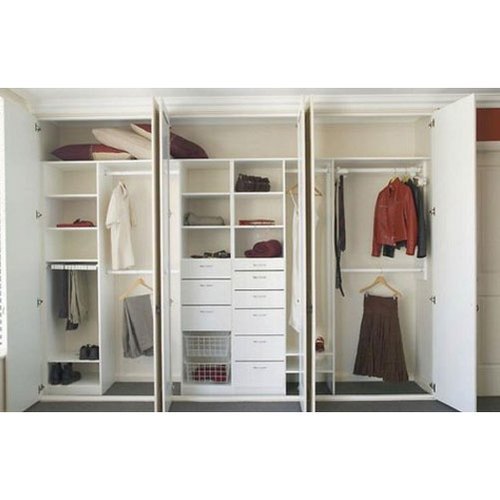 व्हाइट टीक वुड 6 डोर वॉर्डरोब